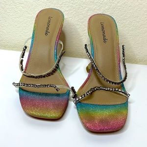 Rainbow Glitter Mules